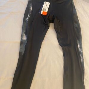 Reebok Black Women's Leggings with Metallic Side Panels